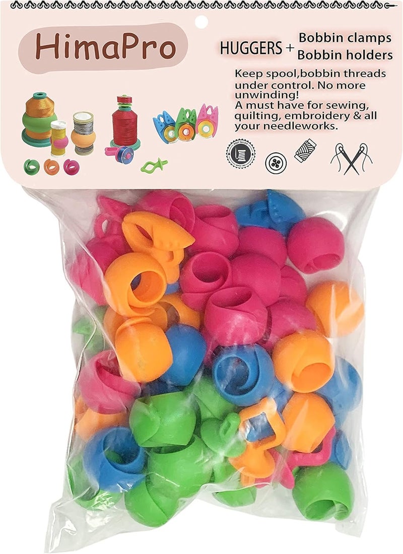 HimaPro Silicone Thread Spool Savers 48 Huggers 4 Bobbin Clamps and 4 Bobbin Holders - Prevent Thread Tails from Unwinding - No More Loose Ends - Image 4